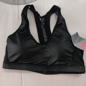 RBX Sports Bra Black, wet look, leather look